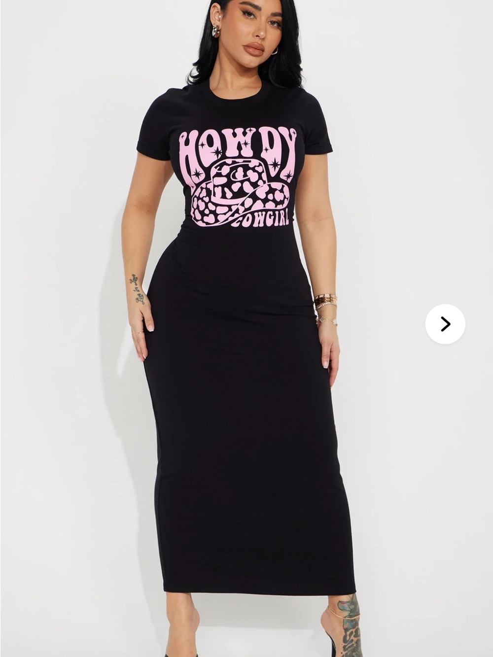 Howdy Cowgirl Black Maxi T-Shirt Dress with Pink Graphic Fashion Nova